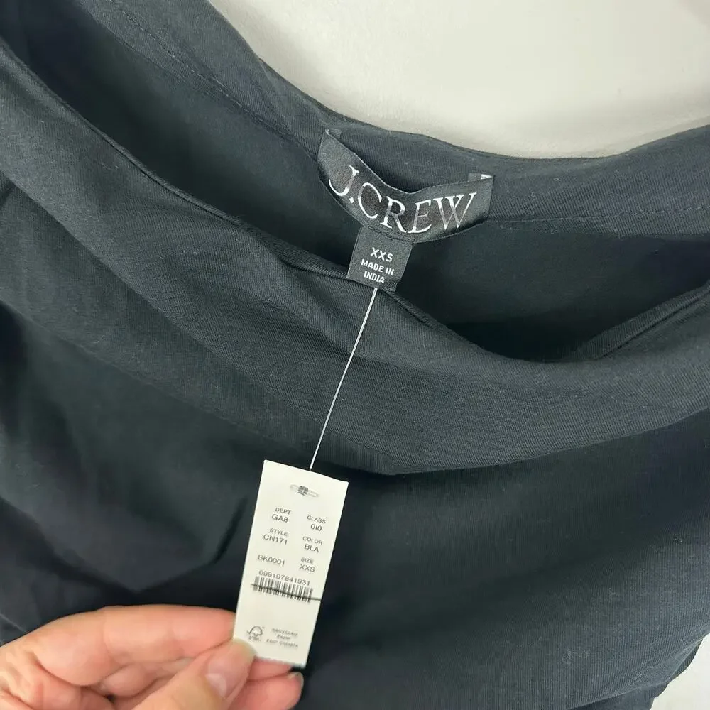 J.CREW Stretch Cotton Sleeveless Boatneck Ruched Y2K Top XXS NWT Minimalist
